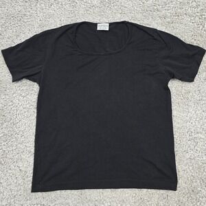 Sunspel Shirt Womens Medium Black Short Sleeve Scoop Neck Stretch Minimalist